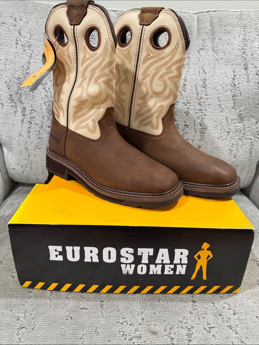 Eurostar Women "Olivia" Leather Western Cowgirl Work Boots 7.5 NIB